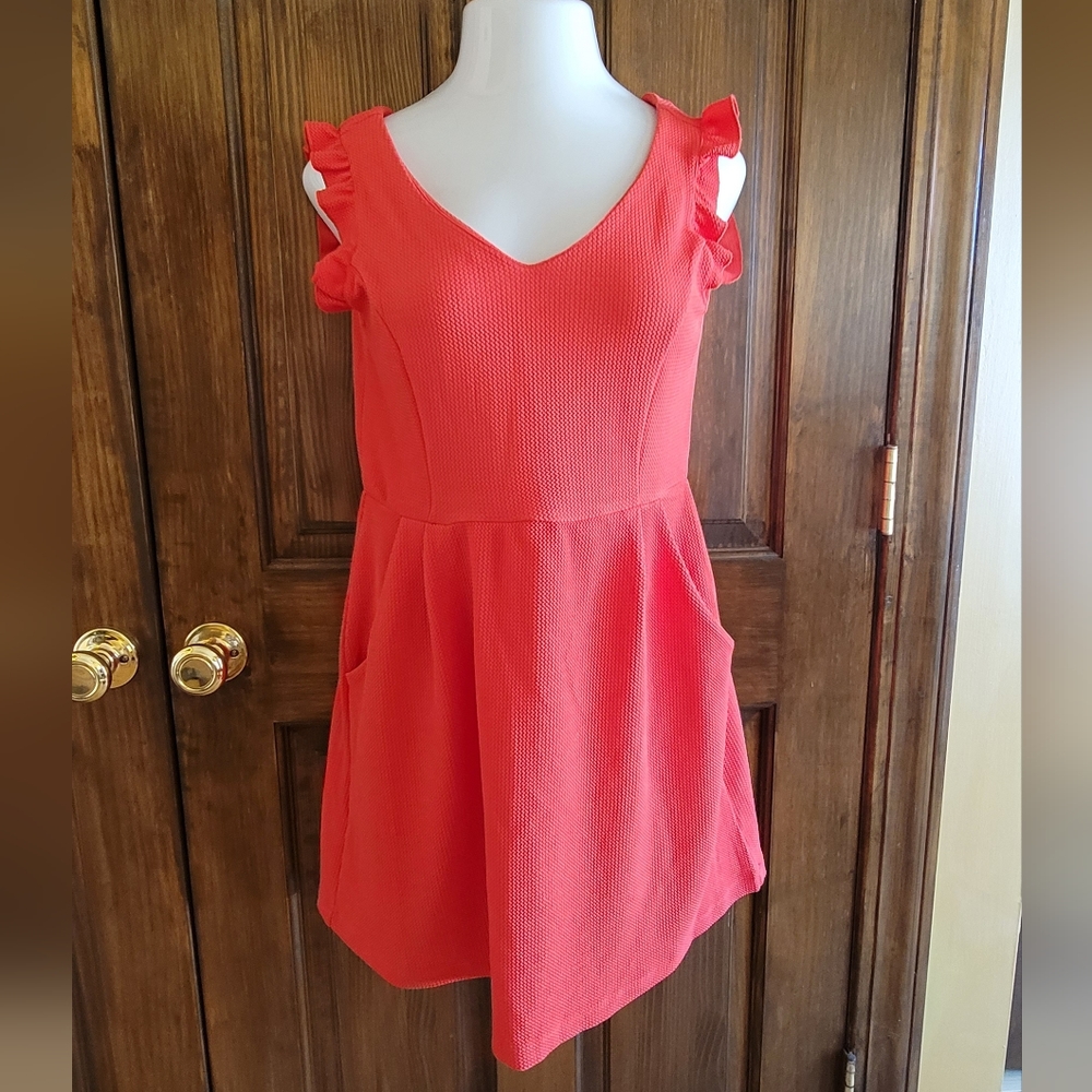 Eyeshadow Sz S Orange Dress with Pockets P2P 17 W 32 L 18.5